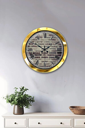 36 Cm Gold Metal Taş Duvar Duvar Saati