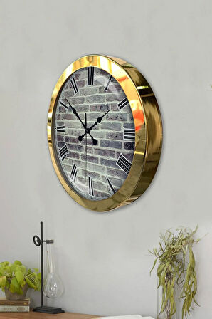 36 Cm Gold Metal Taş Duvar Duvar Saati