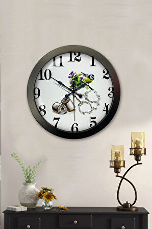 Hediyelik 36 Cm Siyah Metal Terzi Duvar Saati