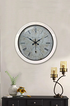 Hediyelik 36 Cm Beyaz Metal Roman Duvar Saati