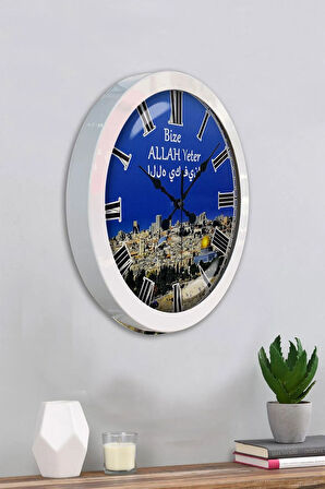 Hediyelik 36 Cm Beyaz Metal Kudüs Duvar Saati