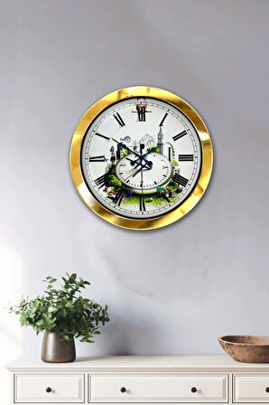 Hediyelik 36 Cm Gold Metal Dekoratif Duvar Saati
