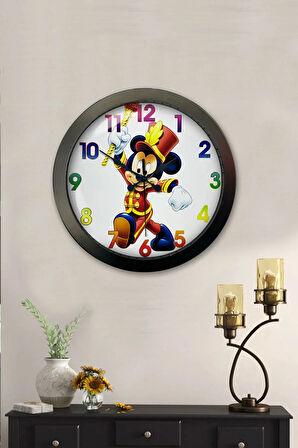 36 Cm Siyah Metal Çizgi Film Duvar Saati