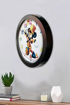 36 Cm Siyah Metal Çizgi Film Duvar Saati