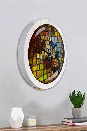 Hediyelik 36 Cm Beyaz Metal Rengarenk Duvar Saati