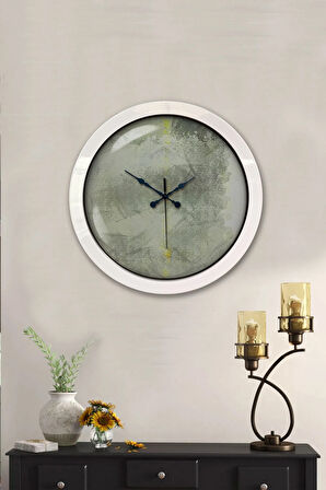 Hediyelik 36 Cm Beyaz Metal Sanatsal Duvar Saati