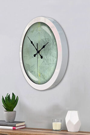 Hediyelik 36 Cm Beyaz Metal Sanatsal Duvar Saati