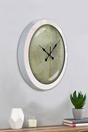 Hediyelik 36 Cm Beyaz Metal Sanatsal Duvar Saati