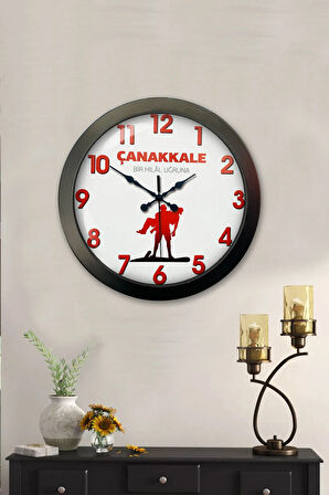 36 Cm Siyah Metal Çanakkale Anısına Duvar Saati