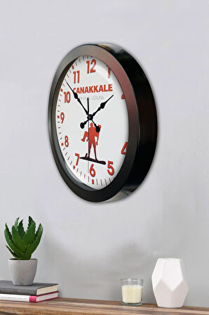 36 Cm Siyah Metal Çanakkale Anısına Duvar Saati