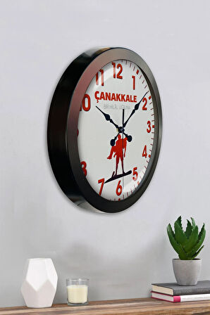 36 Cm Siyah Metal Çanakkale Anısına Duvar Saati