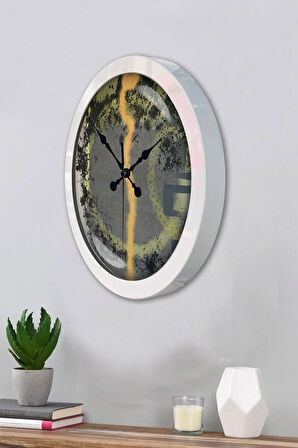 36 Cm Beyaz Metal Modern Çizgi Duvar Saati
