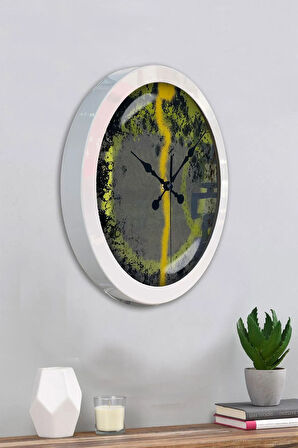 36 Cm Beyaz Metal Modern Çizgi Duvar Saati