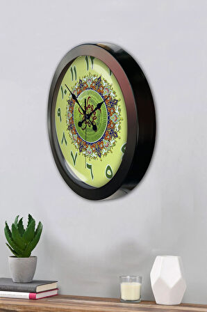 36 Cm Siyah Metal Çini Deseni Duvar Saati