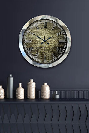 Hediyelik 36 Cm Krom Metal Eskitme Duvar Saati