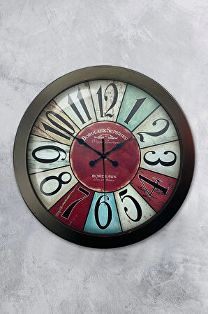 Hediyelik 36 Cm Siyah Metal Bordeaux Duvar Saati