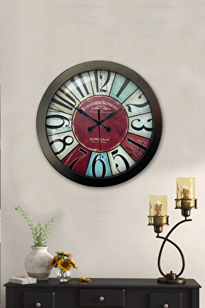 Hediyelik 36 Cm Siyah Metal Bordeaux Duvar Saati
