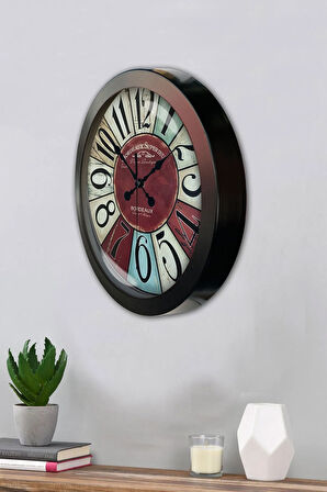 Hediyelik 36 Cm Siyah Metal Bordeaux Duvar Saati