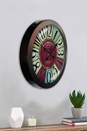 Hediyelik 36 Cm Siyah Metal Bordeaux Duvar Saati