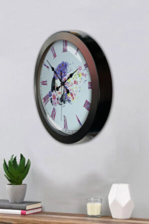 Hediyelik 36 Cm Siyah Metal Güzellik Duvar Saati