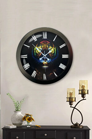 Hediyelik 36 Cm Siyah Metal Hayvanlar Duvar Saati