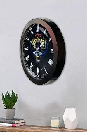 Hediyelik 36 Cm Siyah Metal Hayvanlar Duvar Saati