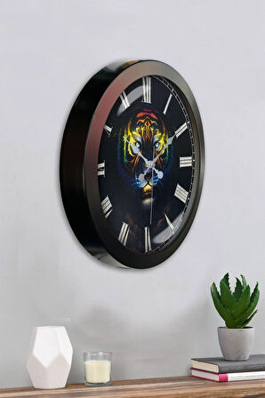 Hediyelik 36 Cm Siyah Metal Hayvanlar Duvar Saati