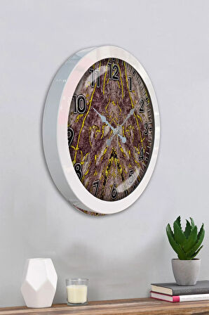 36 Cm Beyaz Metal Yeni Mermer Duvar Saati