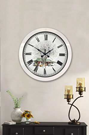 36 Cm Beyaz Metal Nostalji Ev Duvar Saati