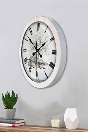 36 Cm Beyaz Metal Nostalji Ev Duvar Saati