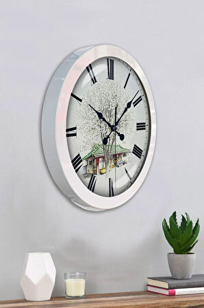 36 Cm Beyaz Metal Nostalji Ev Duvar Saati