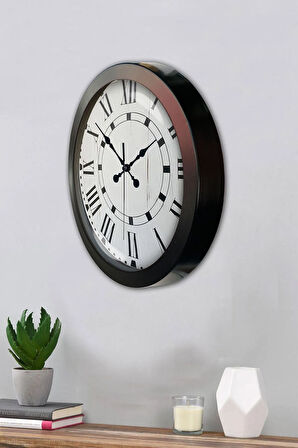 36 Cm Siyah Metal Klasik Roma Duvar Saati