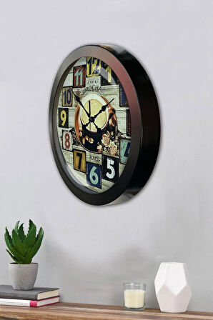 Hediyelik 36 Cm Siyah Metal Kahve Duvar Saati