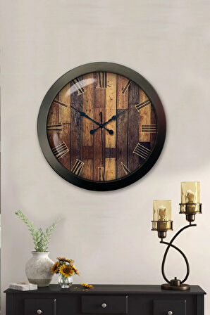 Hediyelik 36 Cm Siyah Metal Doğal Duvar Saati