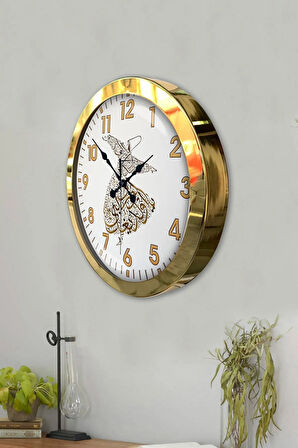 Hediyelik 36 Cm Gold Metal Mevlana Duvar Saati