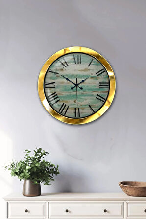 36 Cm Gold Metal Eskitme Romen Duvar Saati