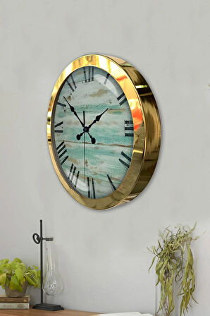 36 Cm Gold Metal Eskitme Romen Duvar Saati