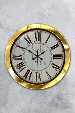Hediyelik 36 Cm Gold Metal Paris 1807 Duvar Saati