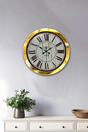 Hediyelik 36 Cm Gold Metal Paris 1807 Duvar Saati