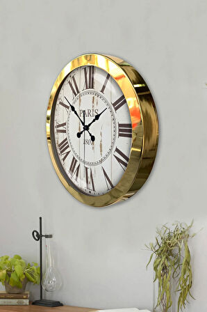 Hediyelik 36 Cm Gold Metal Paris 1807 Duvar Saati