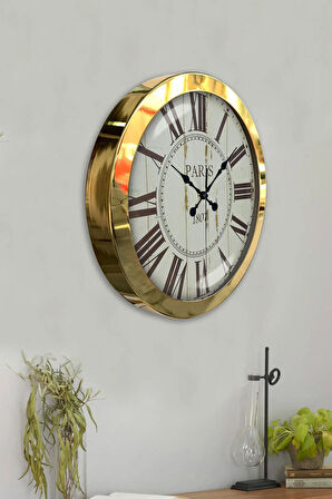 Hediyelik 36 Cm Gold Metal Paris 1807 Duvar Saati
