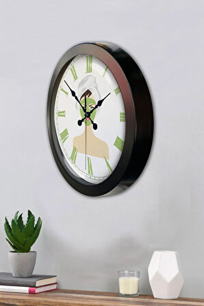 Hediyelik 36 Cm Siyah Metal Güzellik Duvar Saati