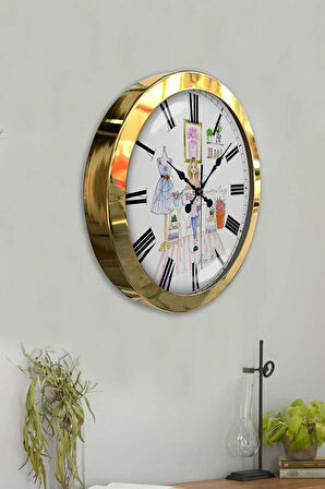 Hediyelik 36 Cm Gold Metal Terzi Duvar Saati