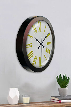 36 Cm Siyah Metal Roma Rakamlı Duvar Saati