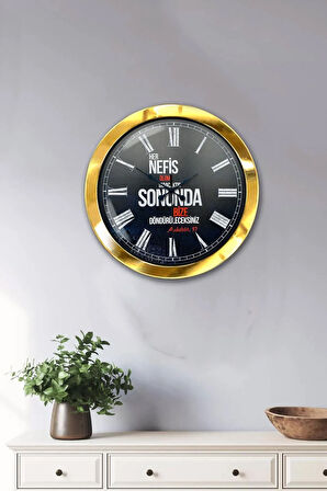 Hediyelik 36 Cm Gold Metal Söz Duvar Saati