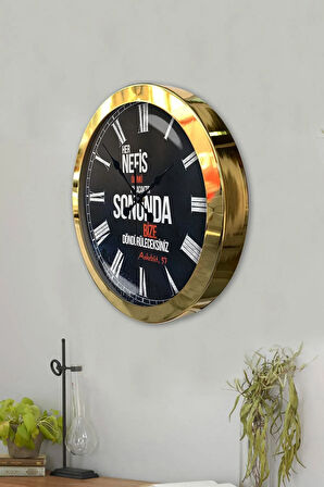 Hediyelik 36 Cm Gold Metal Söz Duvar Saati