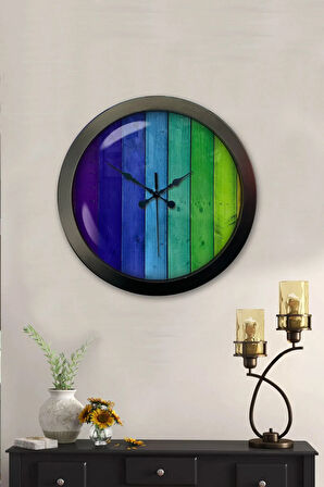 Hediyelik 36 Cm Siyah Metal Gökkuşağı Duvar Saati