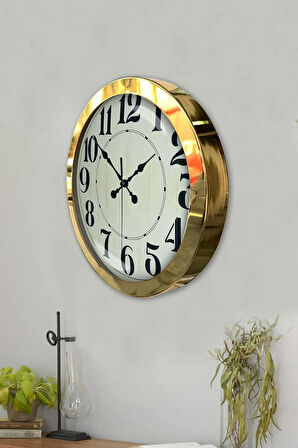 Hediyelik 36 Cm Gold Metal Retro Duvar Saati