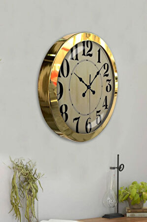 Hediyelik 36 Cm Gold Metal Retro Duvar Saati