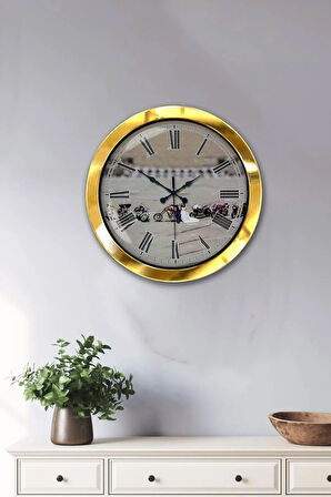 36 Cm Gold Metal Gelin Damat Duvar Saati